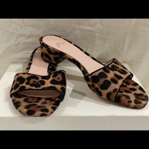 J Crew Leopard pony sandals size 8